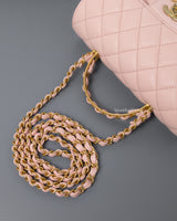 Chanel Seasonal Top Handle Flap Bag Rose Claire Lambskin Brushed Gold Hardware-details