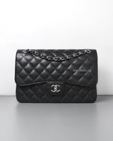 Chanel Classic Flap Jumbo | Black Caviar Silver Hardware-front1
