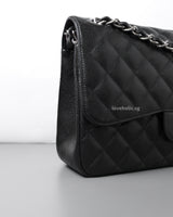 Chanel Classic Flap Jumbo | Black Caviar Silver Hardware-details