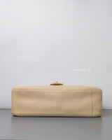 Chanel Maxi Flap 32cm | 26B Beige Caviar Gold Hardware-details