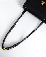 Chanel Maxi Flap Mini | 26B Black Caviar Gold Hardware-details