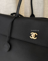 Chanel Large Shopping Bag 26A Black Caviar Gold Hardware-details