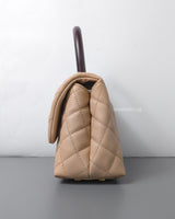 Coco Handle Beige Caviar Brushed Gold Hardware