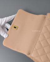 Coco Handle Beige Caviar Brushed Gold Hardware