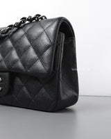 Mini Rectangle 18C Iridescent Black Caviar Gunmetal Hardware
