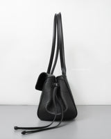 Chanel Small Shopping Tote | 26A Black Caviar Gold Hardware-details