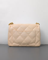 Chanel Mini Flap Bag Beige Lambskin Brushed Gold Hardware-back