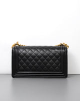 Chanel Boy Old Medium | Black Lambskin Brushed Gold Hardware-back
