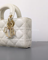 Dior Lady D-Joy Small | Latte Lambskin Light Gold Hardware-details