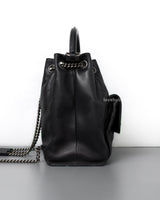 Chanel Urban Luxury Drawstring Backpack Medium | Black Calfskin Ruthenium Hardware-side