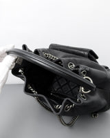 Chanel Urban Luxury Drawstring Backpack Medium | Black Calfskin Ruthenium Hardware-details
