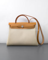 Hermes Herbag 31 | Beton/Naturel Sable Canvas Palladium Hardware-front1
