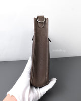 Hermes Evelyne Mini | Etoupe Taurillon Clemence Palladium Hardware-side