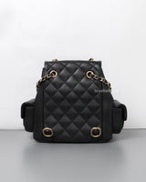 Chanel Duma Backpack Small | 23K Black Caviar Gold Hardware-back