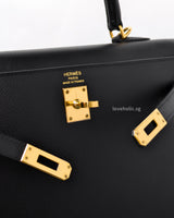 Hermes Kelly Sellier 25 | Black Epsom Gold Hardware-details