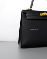 Hermes Kelly Sellier 25 | Black Epsom Gold Hardware-details