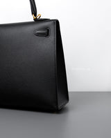Hermes Kelly Sellier 25 | Black Epsom Gold Hardware-details