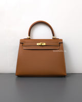 Hermes Kelly Sellier 25 | Gold Epsom Gold Hardware-front1
