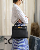 Hermes Kelly Sellier 28 | Black Epsom Gold Hardware-model