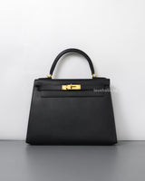 Hermes Kelly Sellier 28 | Black Epsom Gold Hardware-front1