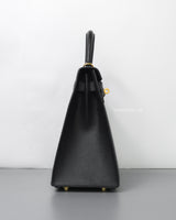 Hermes Kelly Sellier 28 | Black Epsom Gold Hardware-side