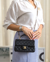 Chanel Mini Rectangle with Top Handle Black Lambskin Light Gold Hardware-model