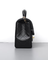 Chanel Mini Rectangle with Top Handle Black Lambskin Light Gold Hardware-side