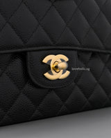 Chanel Classic Flap Small | Black Caviar Gold Hardware-details