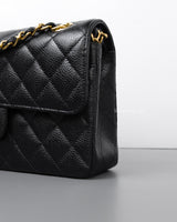 Chanel Classic Flap Small | Black Caviar Gold Hardware-details