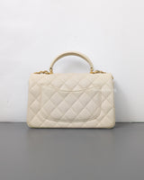 Chanel Mini Rectangle with Top Handle 21S Ivory White Caviar Brushed Gold Hardware-back