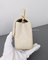 Chanel Mini Rectangle with Top Handle 21S Ivory White Caviar Brushed Gold Hardware-details