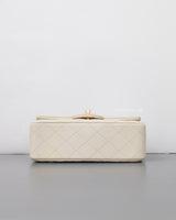 Chanel Mini Rectangle with Top Handle 21S Ivory White Caviar Brushed Gold Hardware-details