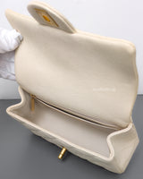 Chanel Mini Rectangle with Top Handle 21S Ivory White Caviar Brushed Gold Hardware-details