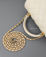 Chanel Mini Rectangle with Top Handle 21S Ivory White Caviar Brushed Gold Hardware-details