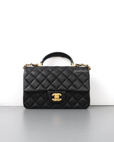 Mini Rectangle with Top Handle 21S Black Caviar Brushed Gold Hardware