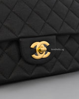 Chanel Mini Rectangle with Top Handle 21S Black Caviar Brushed Gold Hardware-details