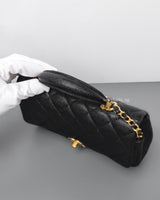 Chanel Mini Rectangle with Top Handle 21S Black Caviar Brushed Gold Hardware-details