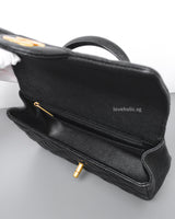 Chanel Mini Rectangle with Top Handle 21S Black Caviar Brushed Gold Hardware-details