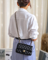 Chanel Mini Rectangle Black Caviar Light Gold Hardware-model