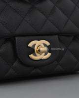 Chanel Mini Rectangle Black Caviar Light Gold Hardware-details