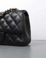 Chanel Mini Rectangle Black Caviar Light Gold Hardware-details
