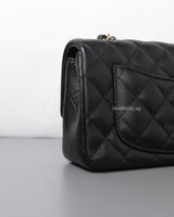 Chanel Mini Rectangle Black Caviar Light Gold Hardware-details
