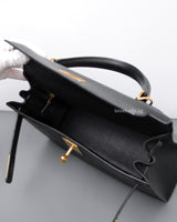 Hermes Kelly Sellier 28 | Black Epsom Gold Hardware-details