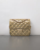 Chanel Mini Flap Bag 24C Metallic Gold Patent Leather Gold Hardware-front1
