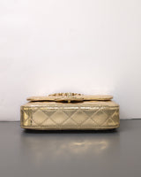Chanel Mini Flap Bag 24C Metallic Gold Patent Leather Gold Hardware-details