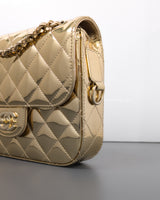 Chanel Mini Flap Bag 24C Metallic Gold Patent Leather Gold Hardware-details