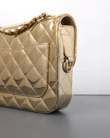 Chanel Mini Flap Bag 24C Metallic Gold Patent Leather Gold Hardware-details