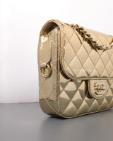 Chanel Mini Flap Bag 24C Metallic Gold Patent Leather Gold Hardware-details