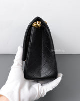 Chanel Reissue 2.55 Small | Black Aged Calfskin Brushed Gold Hardware-details
