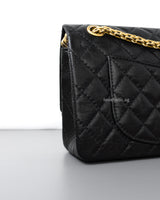Chanel Reissue 2.55 Small | Black Aged Calfskin Brushed Gold Hardware-details